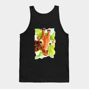 Watercolor Giraffe Portrait Tank Top